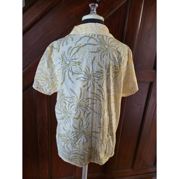 Sag Harbor Petite Womens Button-Up Shirt Size PL Yellow & White Floral Print - Picture 3 of 7